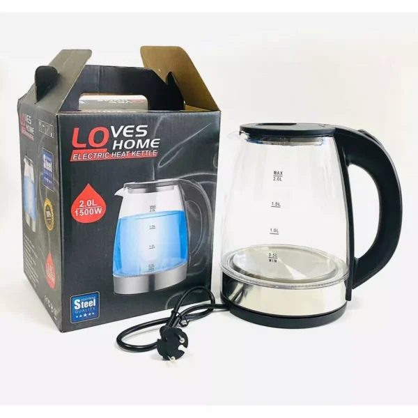 Bouilloire electrique en verre transparent LOVES HOME 2Litres 1500W