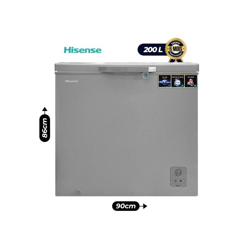congelateur-coffre-hisense-200l-fc-330-gris-garantie-06-mois.jpg Congélateur Coffre 200Litres Hisense FC330 Gris – Image 1