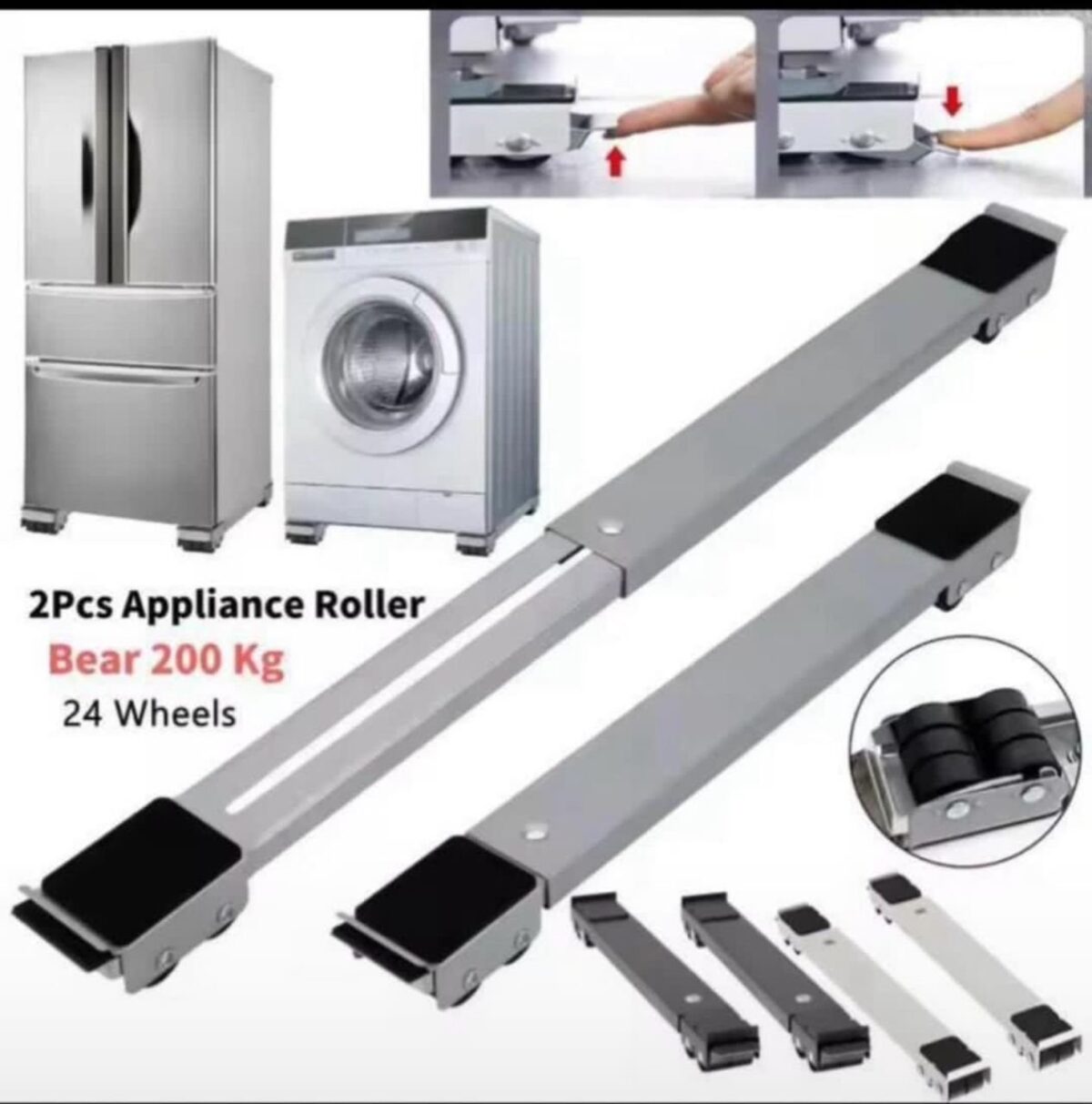Support roulant extensible et parallèle pour Machine à laver Frigo ou réfrigérateur – Image 4