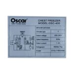 Congélateur Coffre 282Litres OSCAR OSC-400 A+ Gris – Image 5