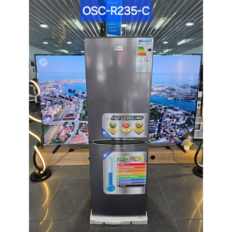 refrigerateur-combine-oscar-186l-osc-r235s-gris-garantie-06mois.jpg Réfrigérateur combiné Oscar - 186Litres - Osc-R235S Gris – Image 1
