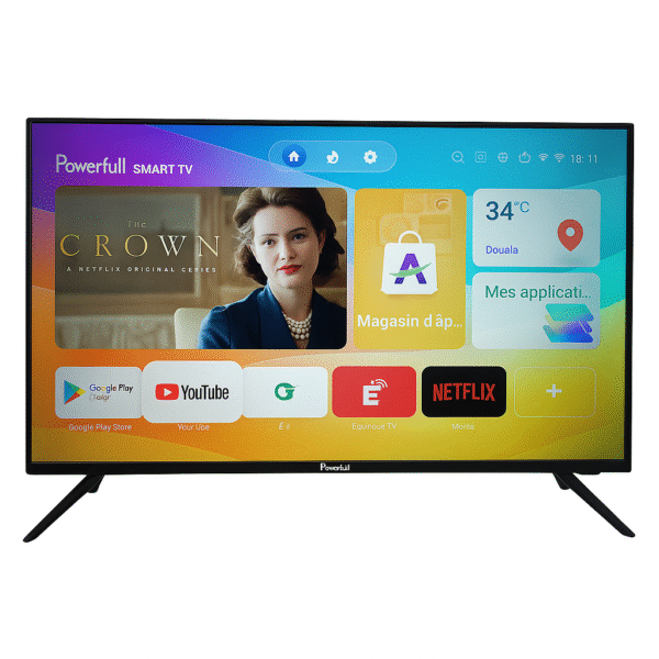 tv smart 32 powerfull avec batterie 4h et panneau solaire e clik