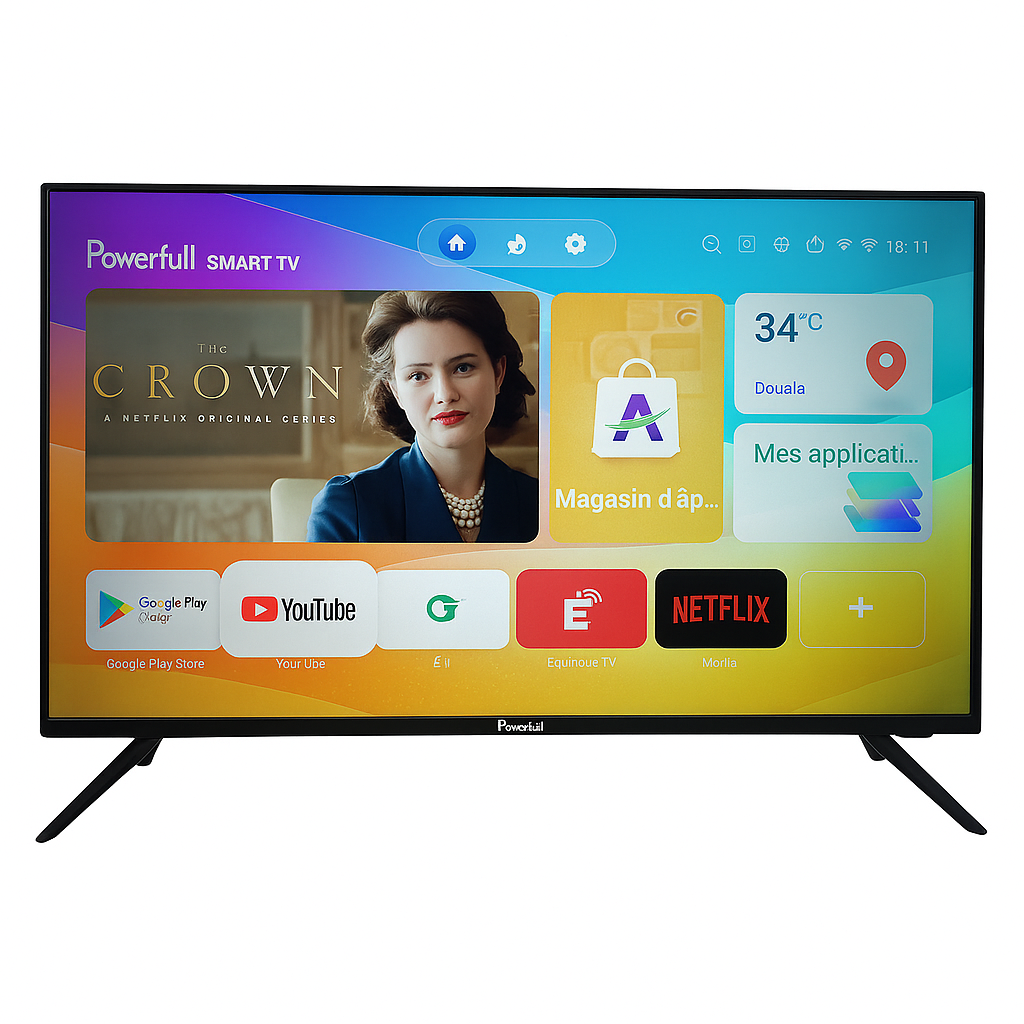 tv-smart-32-powerfull-avec-batterie-4h-et-panneau-solaire-e-clik.png SMART TV Rechargeable POWERFULL 32pouces 4k autonomie 4H et panneau solaire – Image 1